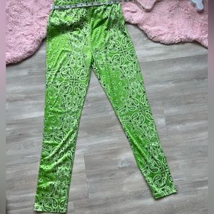 Cute lime green cowgirl print leggings